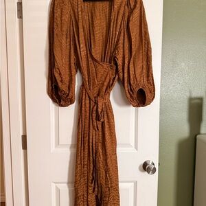 H&M Textured Tan Midi Dress